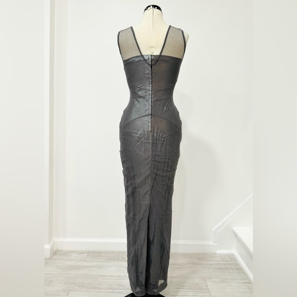 KIM DOLCE and GABBANA Long foiled jersey and tulle midi dress - Picture 8 of 14